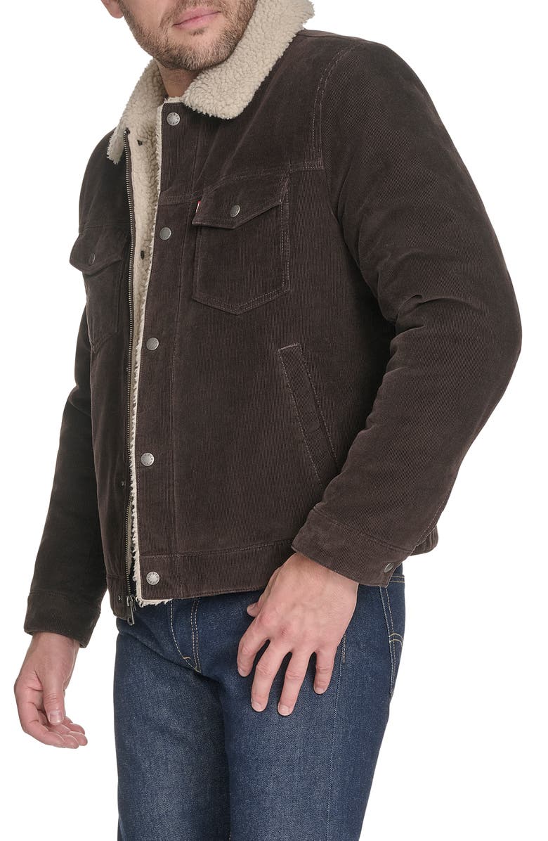 Levi's Corduroy & Faux Shearling Depot Jacket, Alternate, color, Chocolate Brown