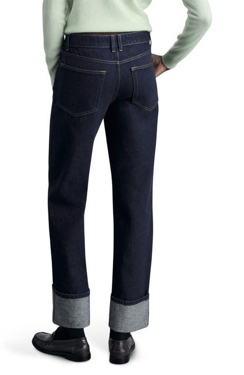 Mango Cuffed Low Rise Straight Leg Jeans In Open Blue