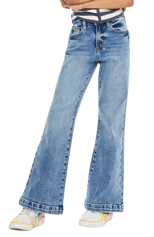 Kancan Glen High Rise Wide Leg Flare Jeans In Blue