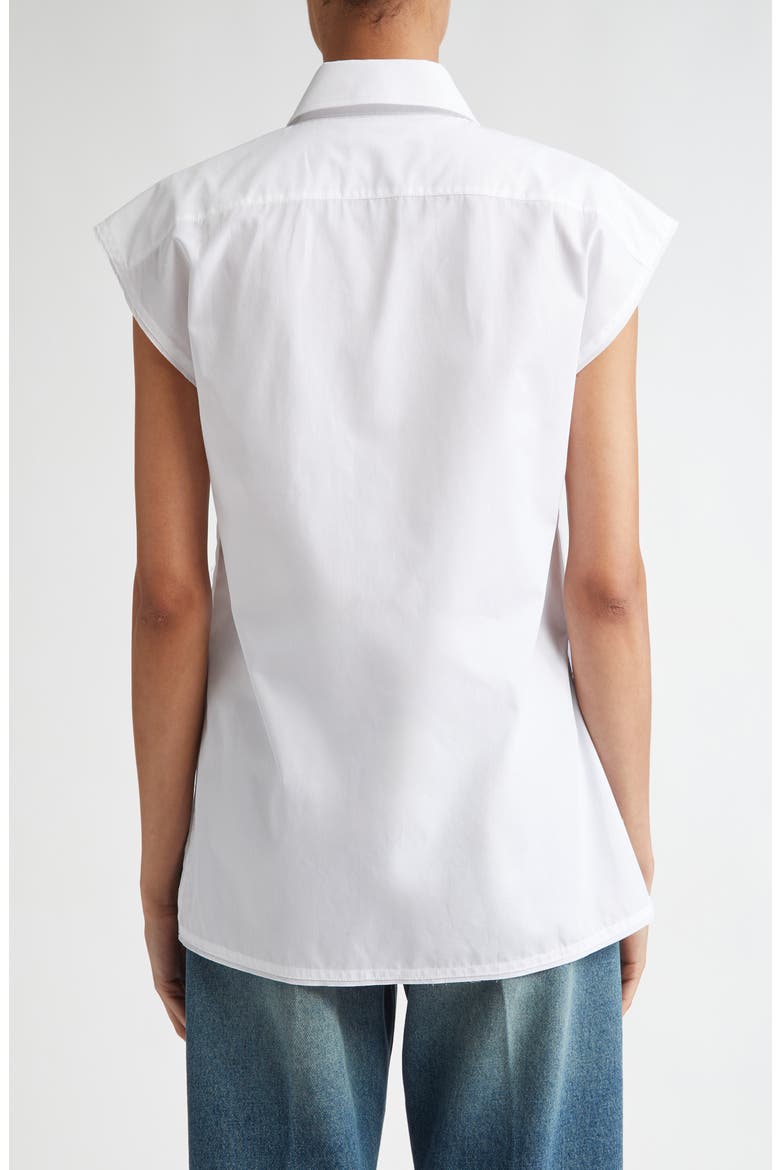 Cap Sleeve Organic Cotton Poplin Button-Up Shirt, Alternate, color, WHITE