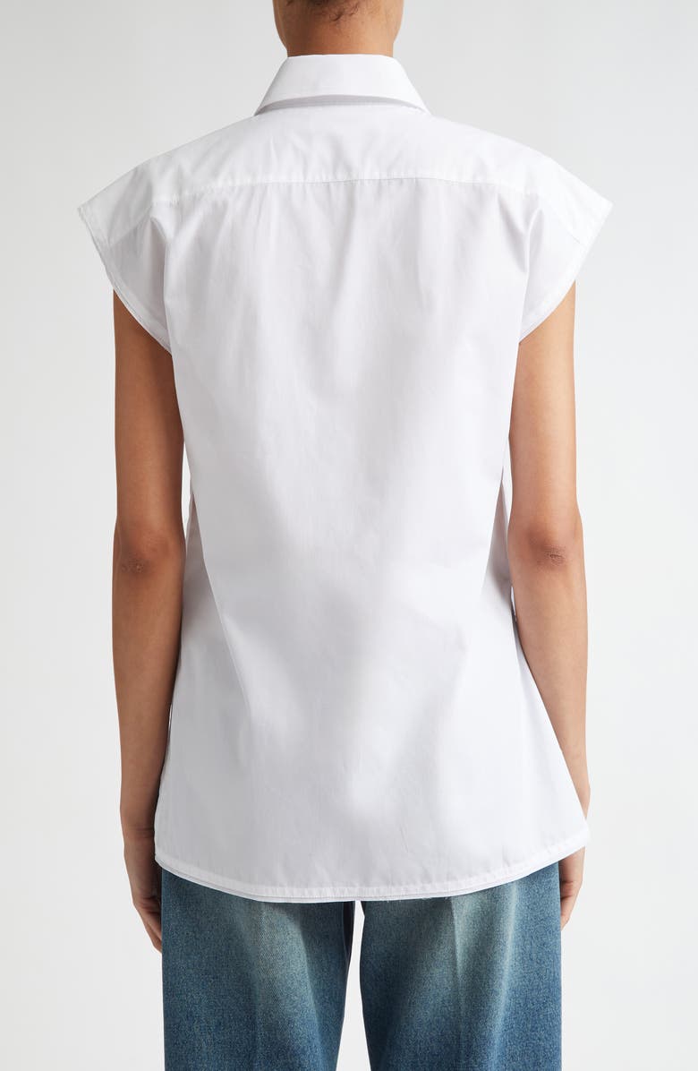 Victoria Beckham Cap Sleeve Organic Cotton Poplin Button-Up Shirt, Alternate, color, 