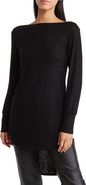 GO COUTURE Boatneck High/Low Hem Tunic Top