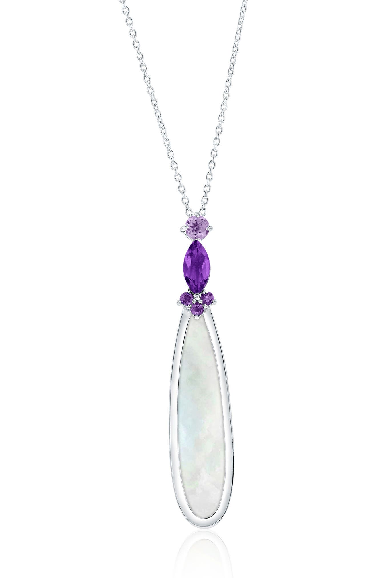 SIMONA Sterling Silver Amethyst & Mother-of-Pearl Pendant Necklace