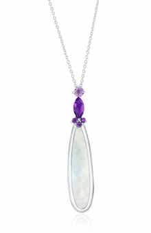 Sterling Silver Amethyst & Mother-of-Pearl Pendant Necklace