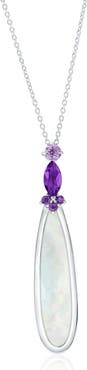 SIMONA Sterling Silver Amethyst & Mother-of-Pearl Pendant Necklace