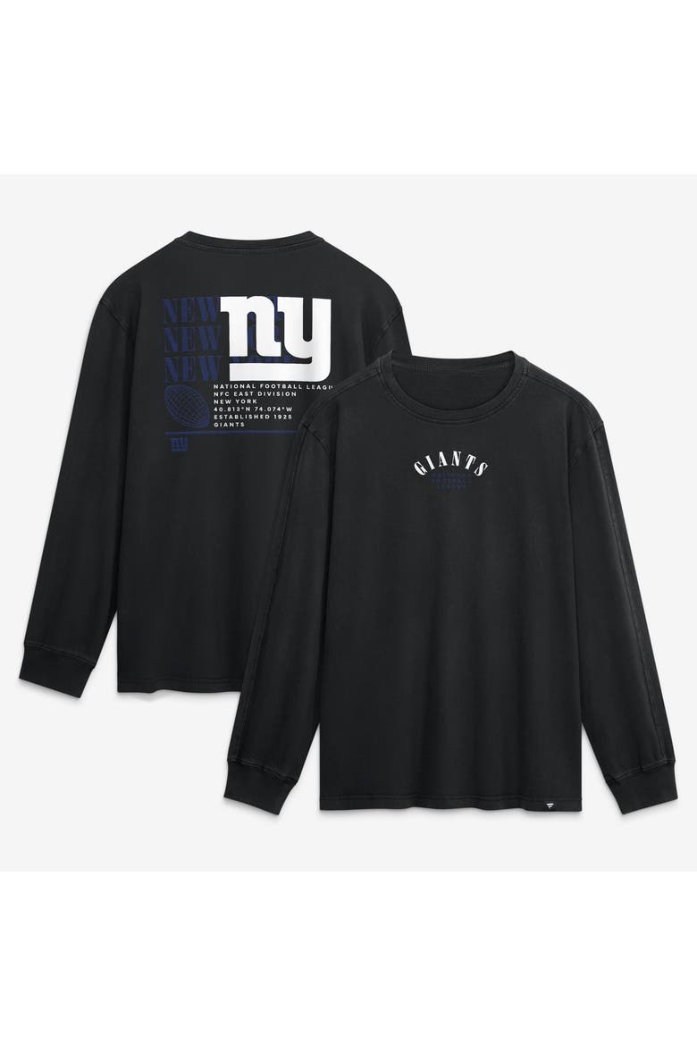 Men's Fanatics Black New York Giants Relaxed Fullback Drive Long Sleeve Fashion Top, Main, color, Black
