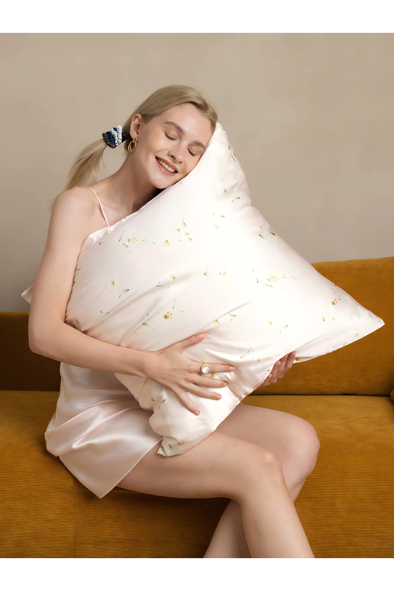 Mulberry Silk Pillowcase, Alternate, color, Snowbud Lily