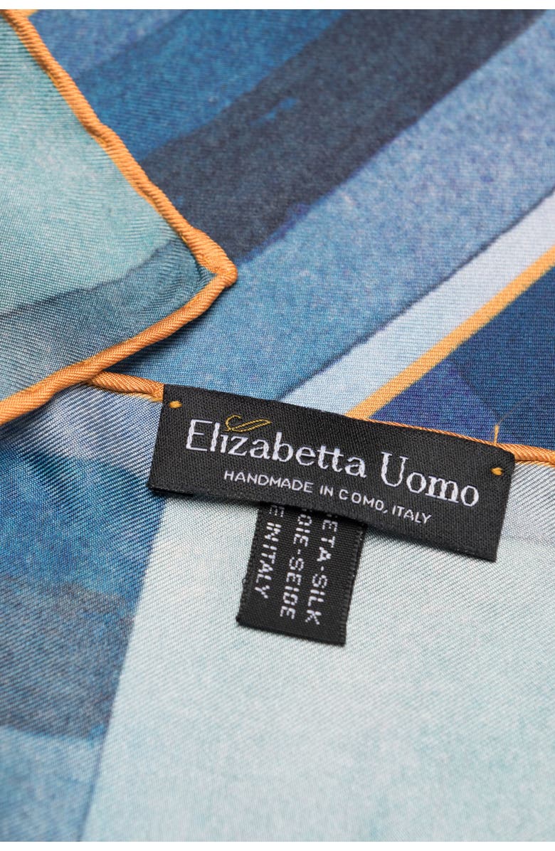 Elizabetta The Harbinger of Autumn - Hand Rolled Silk Neckerchief for Men, Alternate, color, Blue
