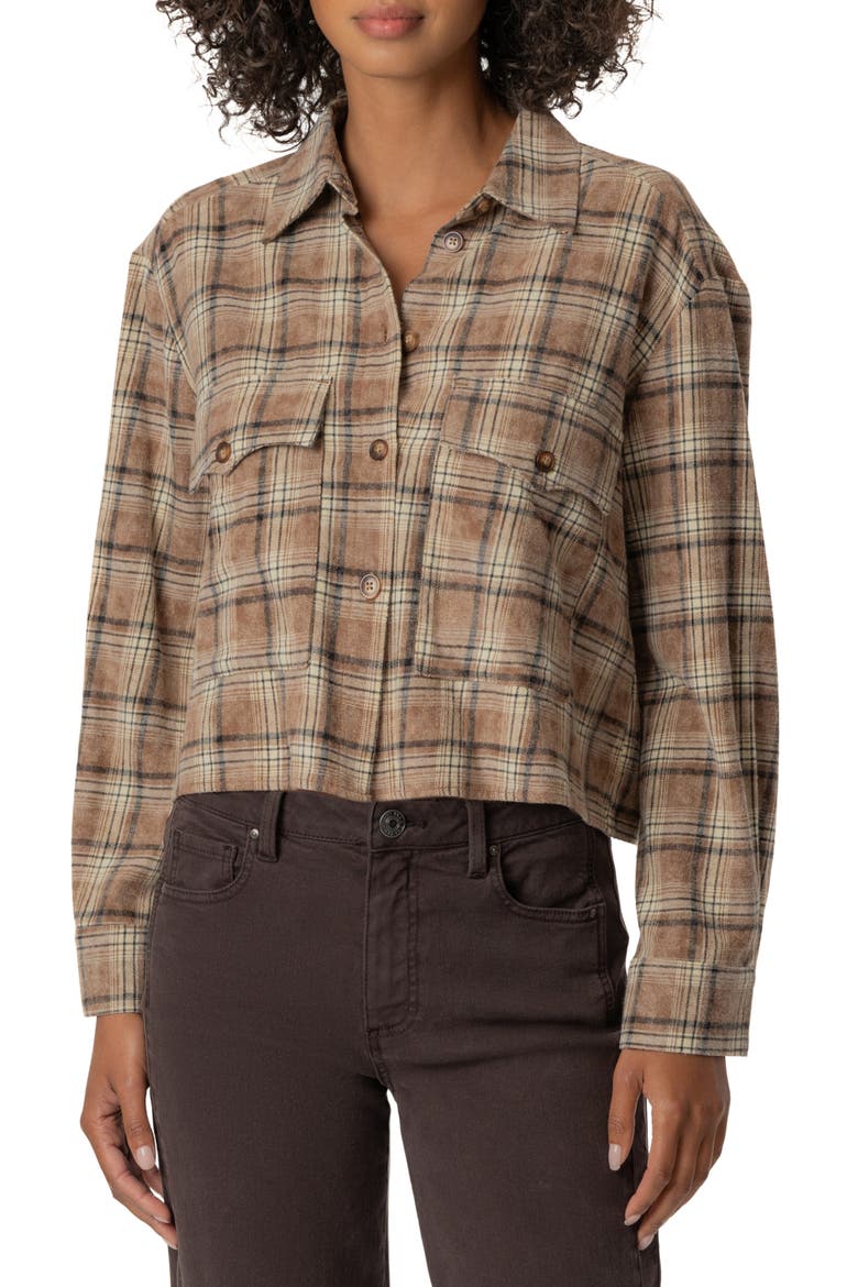Mira Boxy Plaid Shirt, Main, color, SADDLE BROWN