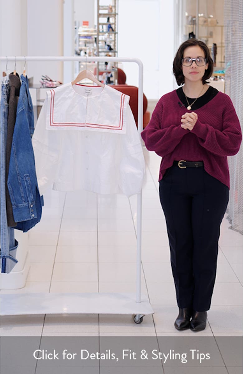 Elise Sailor Collar Long Sleeve Organic Cotton Top, sales video thumbnail