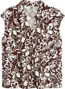 AK ANNE KLEIN Floral Print Cap Sleeve Shirt