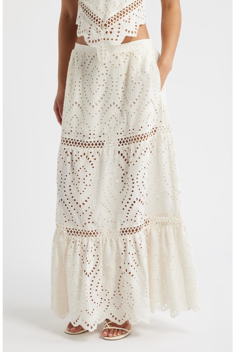 Eyelet Lace Maxi Skirt, Main, color, EGRET