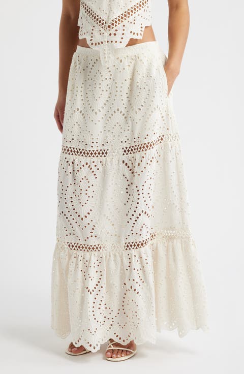 Eyelet Lace Maxi Skirt