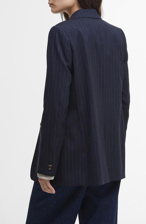 Barbour Imogen Pinstripe Tailored Jacket In Navy Pinstripe/hessian