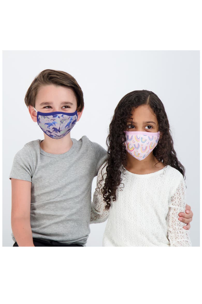 Assorted 4-Pack Kids' Face Masks, Alternate, color, LBC-TEAL