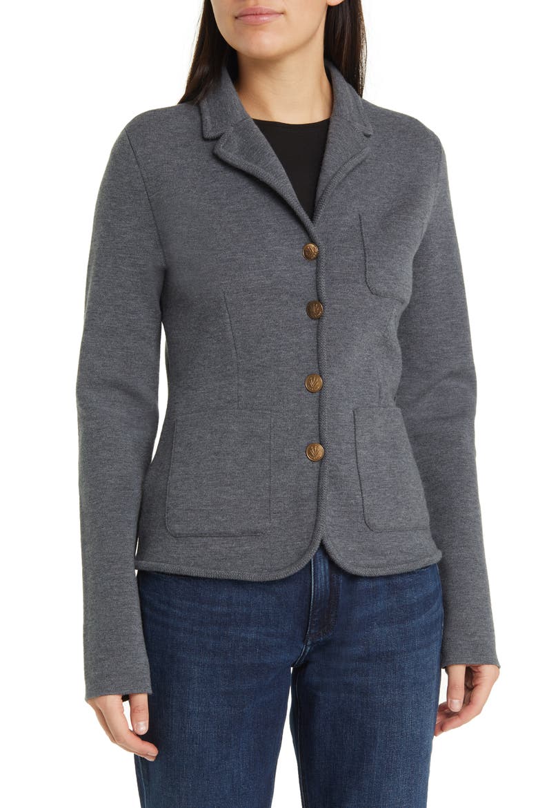 Abigail Merino Wool Blend Blazer, Alternate, color, CHARCOAL