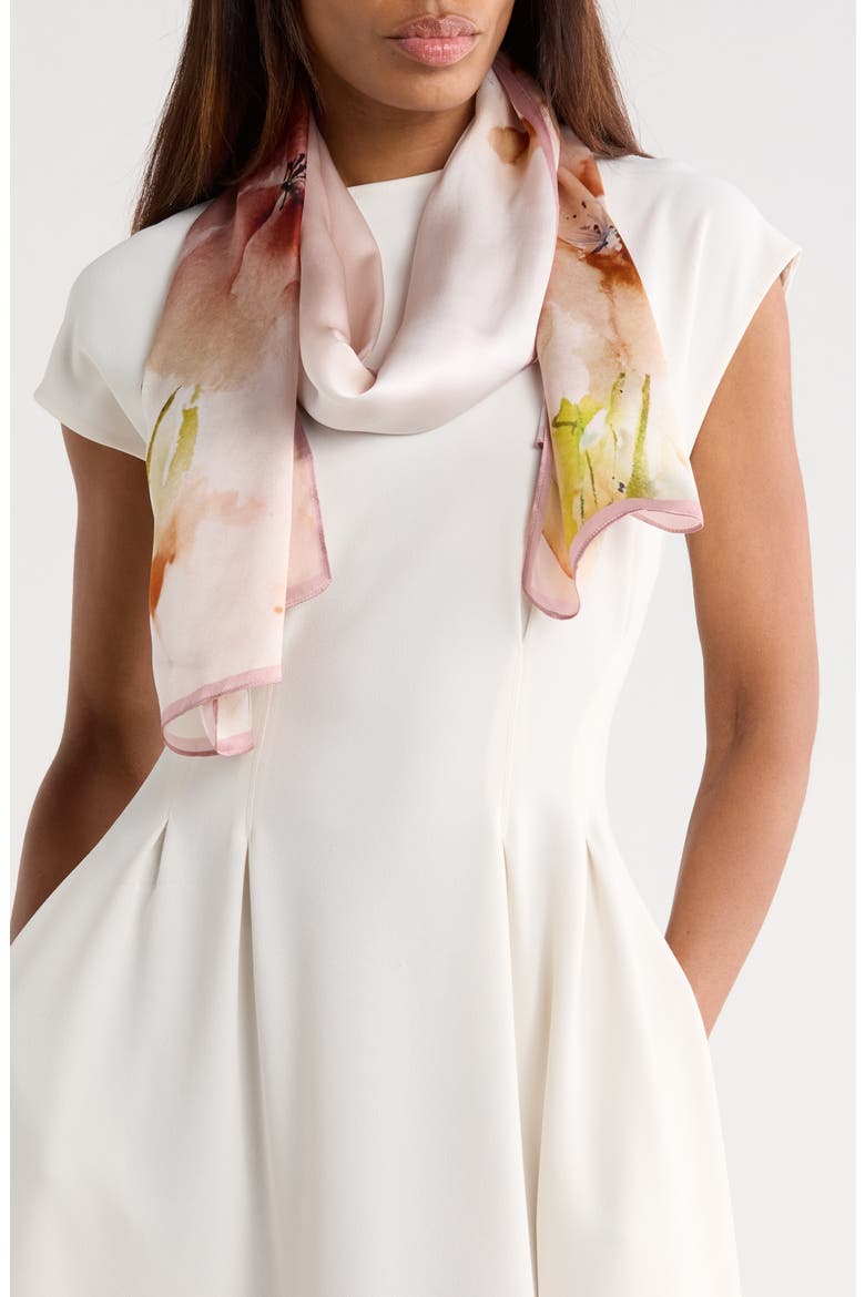 Floral Print Silk Scarf, Main, color, PINK