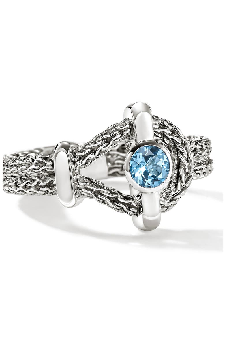 Icon Sterling Silver Treated Swiss Blue Topaz Ring, Alternate, color, SILVER