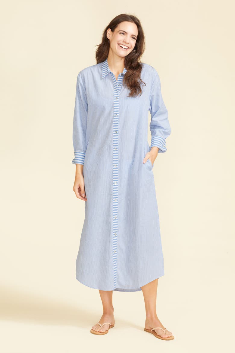 Riga Striped Shirt Dress, Alternate, color, Light Blue Stripes