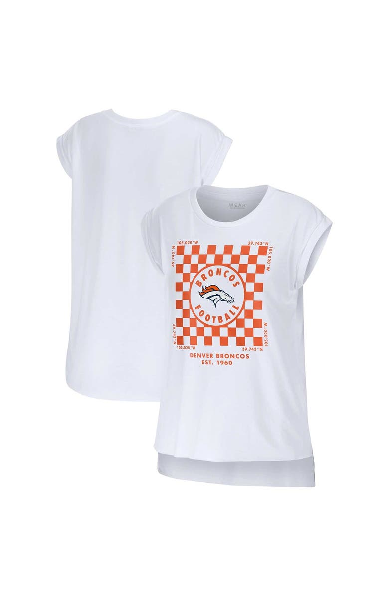 WEAR by Erin Andrews Women's WEAR by Erin Andrews White Denver Broncos Checker Muscle Tank Top, Main, color, White