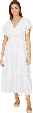 Yumi Cotton Broderie Anglaise Wrap Midi Dress