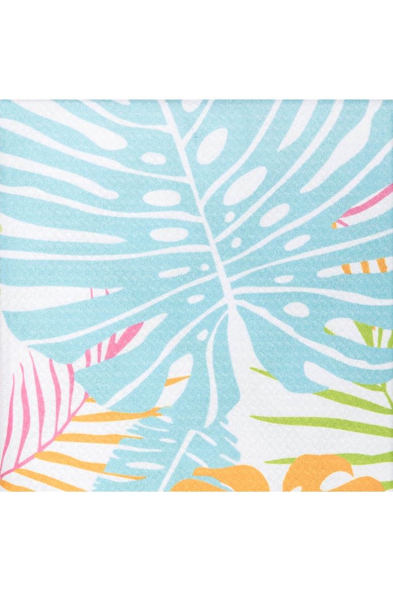 Palm Beach Tropical Monstera 100% Cotton Dishtowel, Alternate, color, Blue