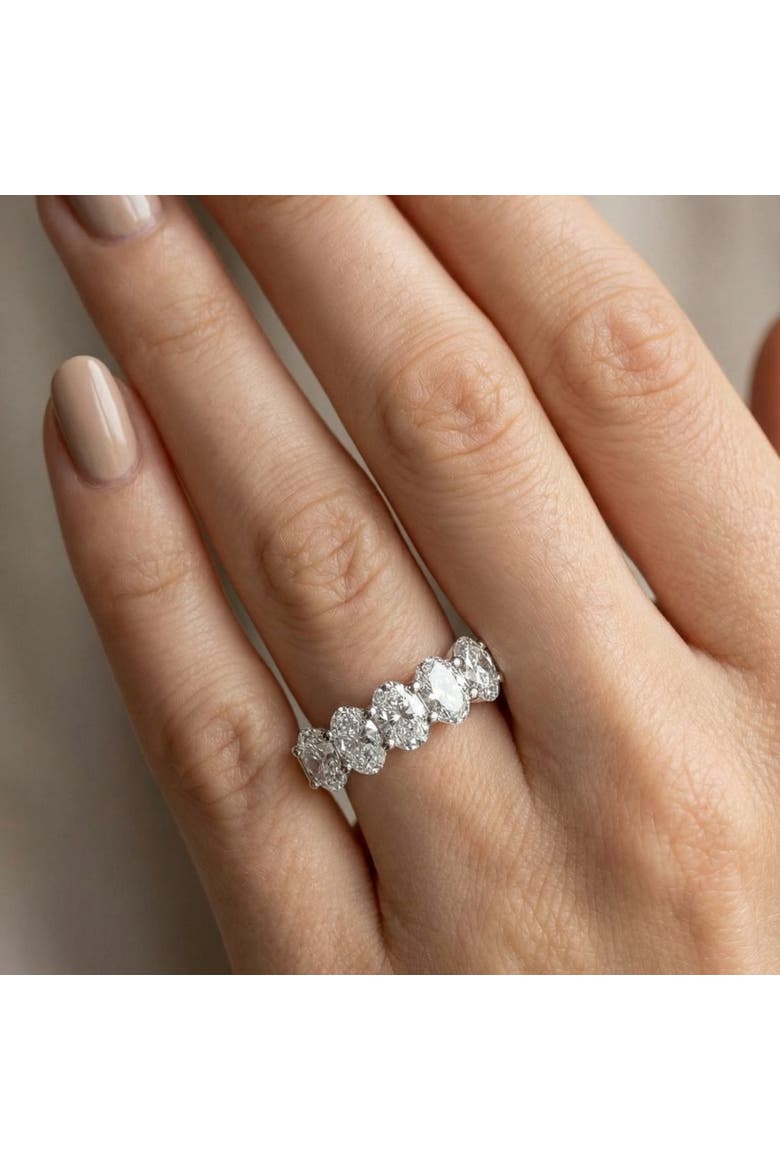 3Ct Oval Shape Diamond Five Stone Wedding Ring 14k Gold Lab Grown, Alternate, color, 14k White Gold