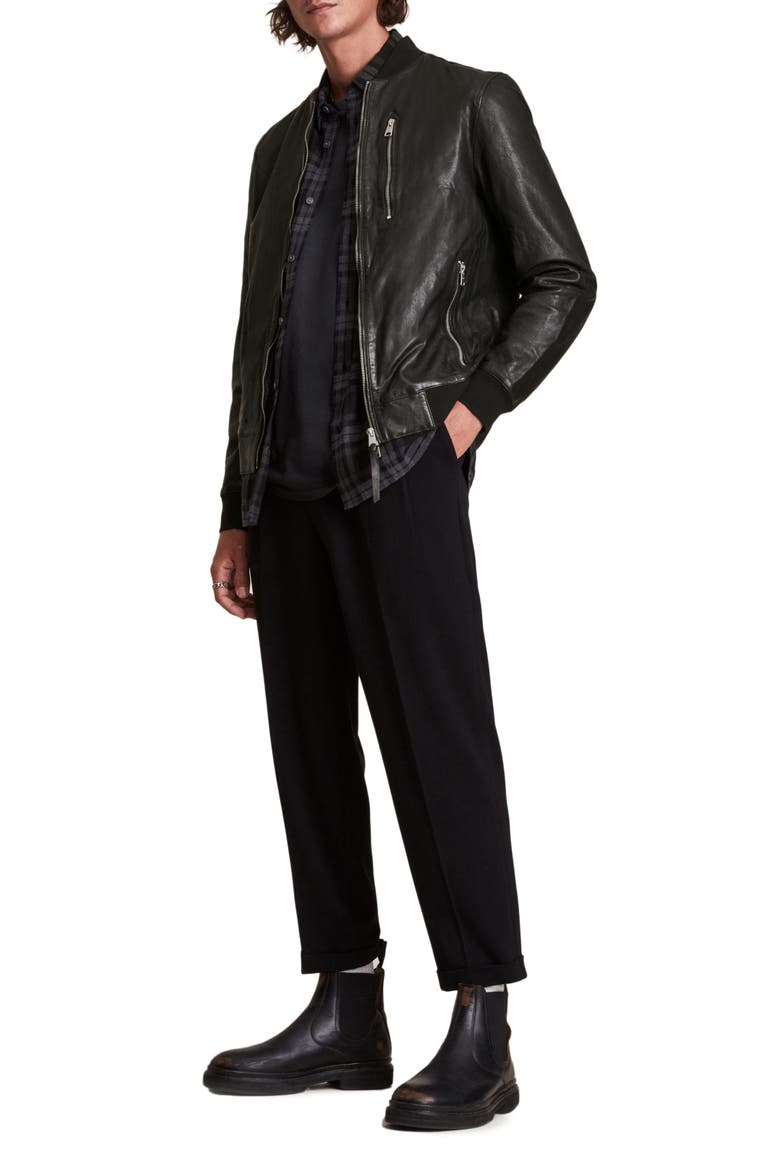 Boyton Leather Bomber Jacket, Alternate, color, BLACK