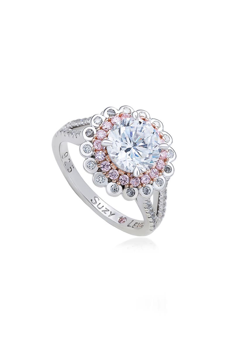 Cubic Zirconia Engagement Ring, Main, color, PINK