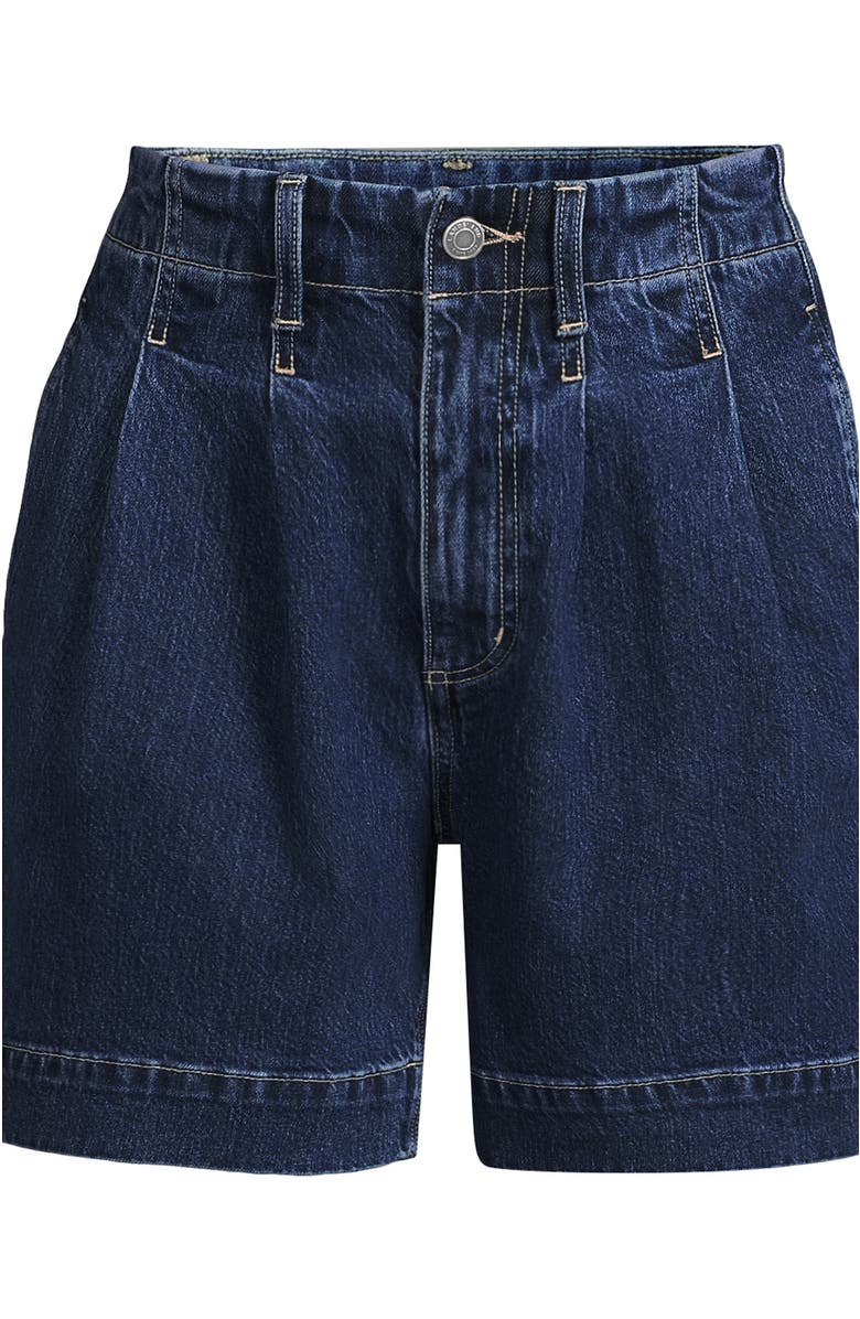 Lands' End Soft Denim High Rise 7" Pleated Trouser Shorts, Alternate, color, Crawford Wash