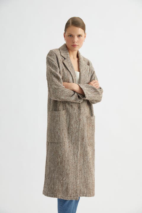 Oversized Herringbone Coat