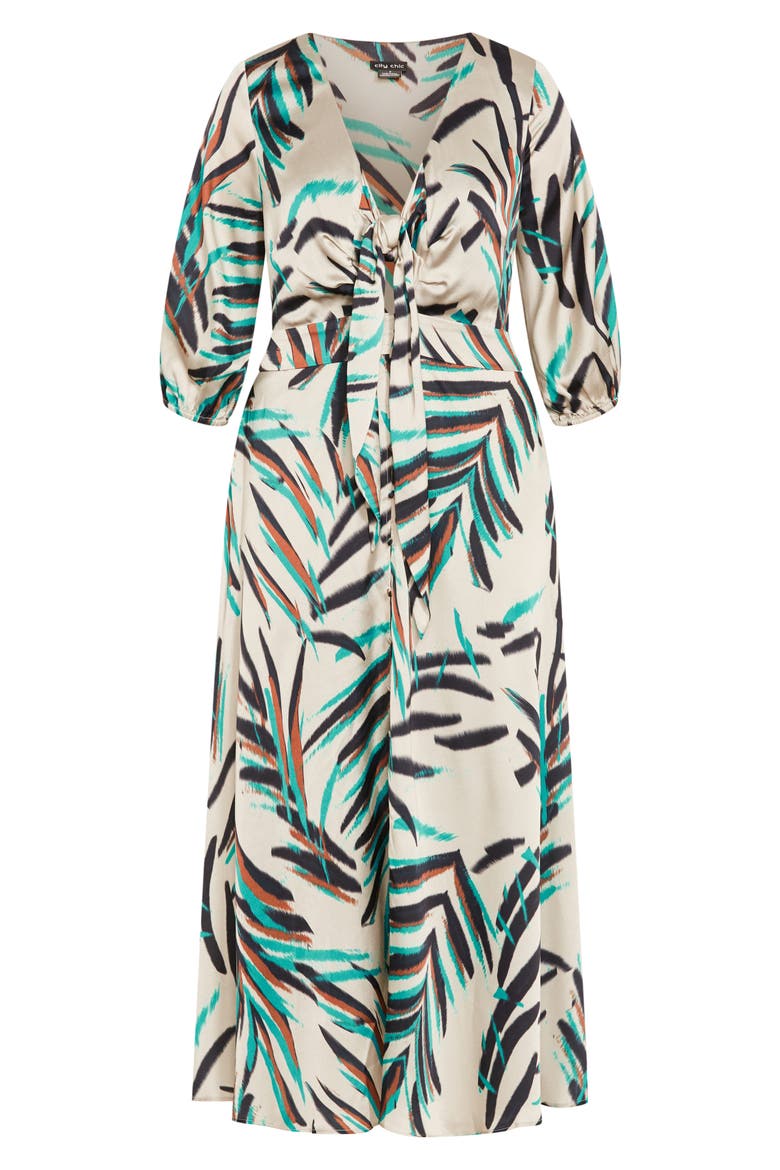 Leanna Puff Sleeve Maxi Dress, Alternate, color, NEON FOLIAGE