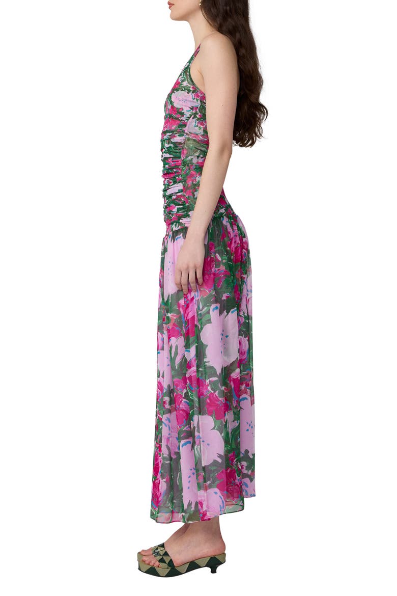 Lorna Floral Ruched Midi Dress, Alternate, color, PROVENCE GOSSIP PINK