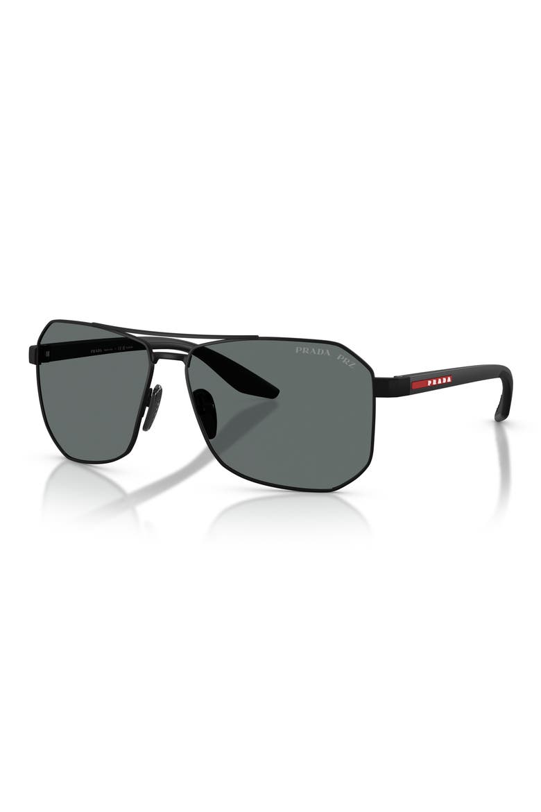 62mm Polarized Pilot Sunglasses, Alternate, color, RUBBER BLACK
