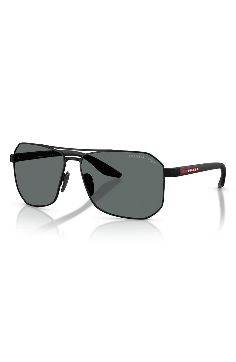 Prada Linea Rossa 62mm Polarized Pilot Sunglasses, Alternate, color,
