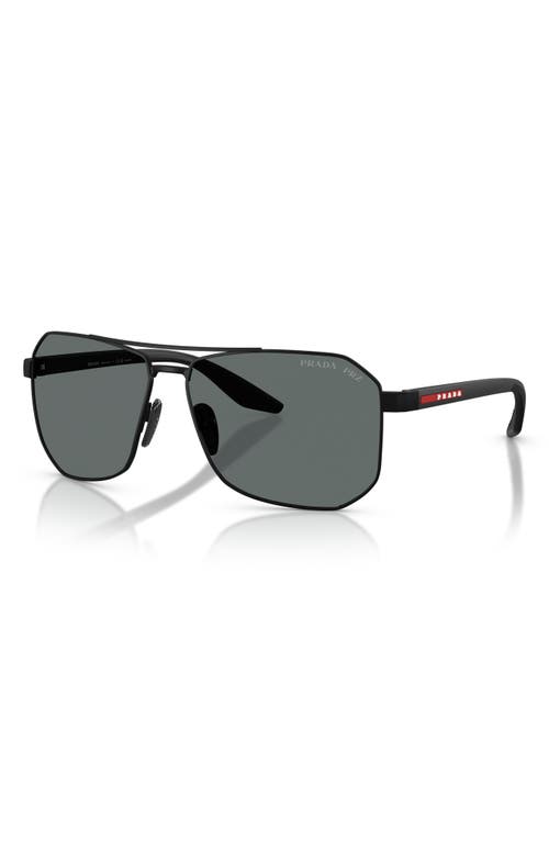 Shop Prada Linea Rossa 62mm Polarized Pilot Sunglasses In Rubber Black
