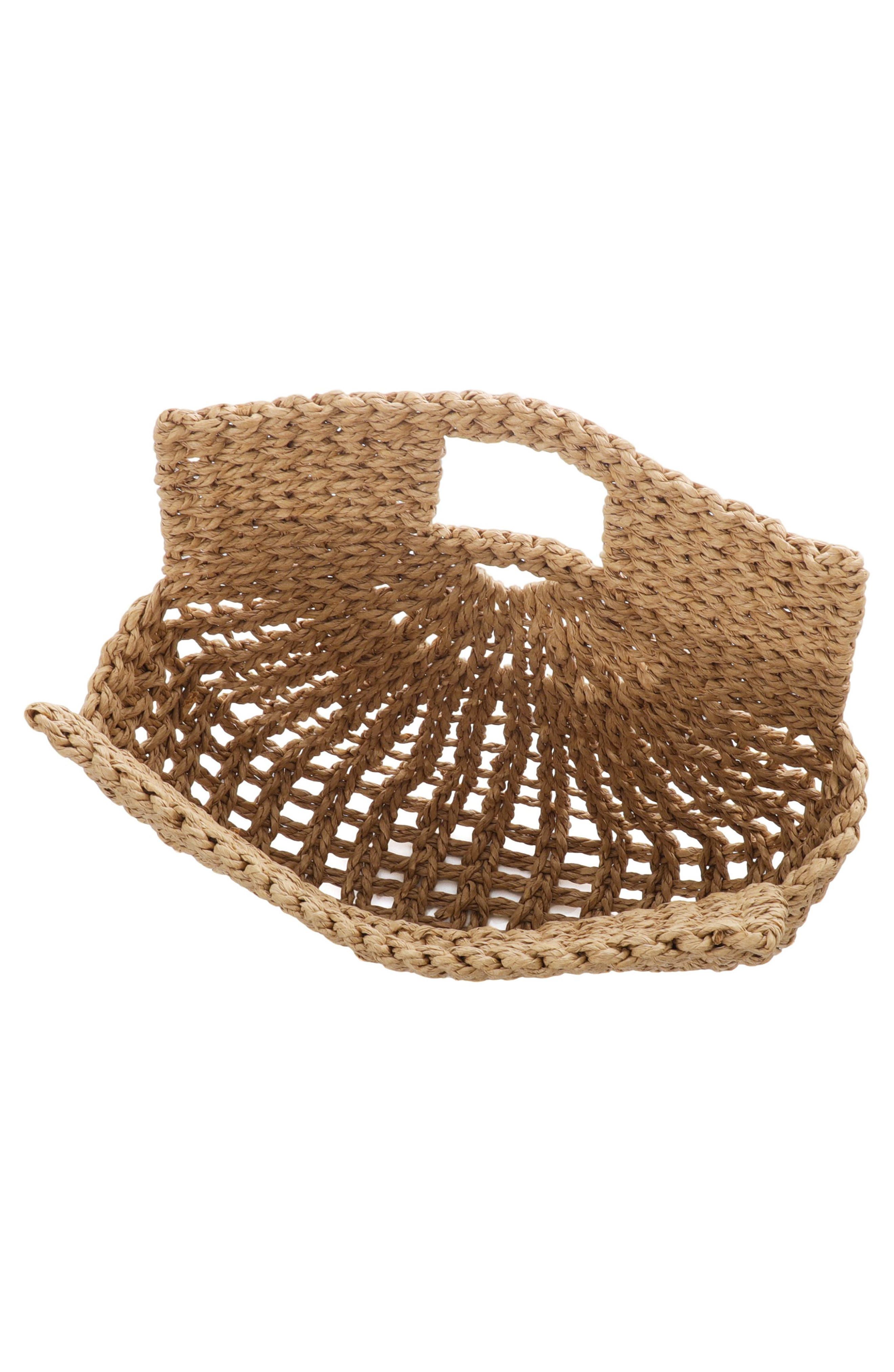 Adornia Straw Arc Clutch, Alternate, color, Brown