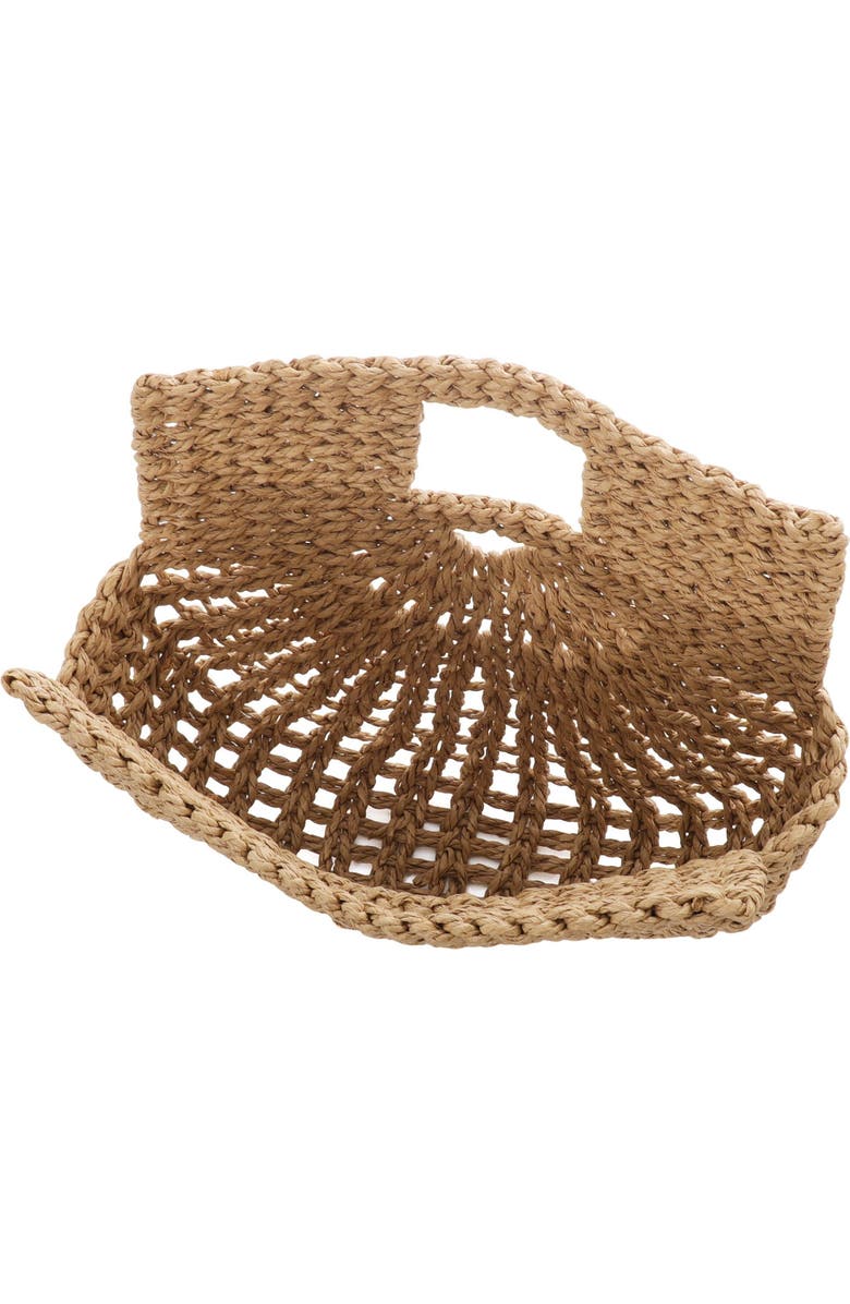 Adornia Straw Arc Clutch, Alternate, color, Brown