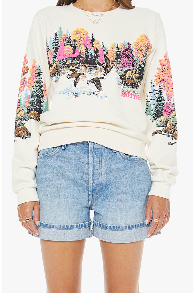 The Camper Embroidered Cotton Sweatshirt, Main, color, LAKE SCENE
