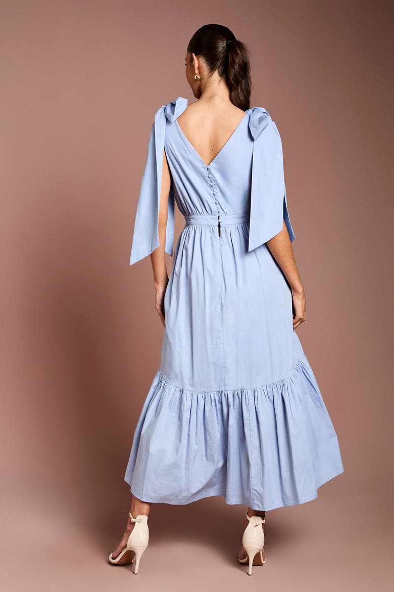 Floral Corsage Fit Flare Dress, Alternate, color, Cornflower Blue