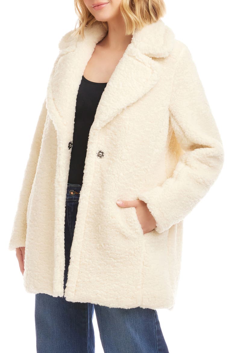 Faux Shearling Coat, Alternate, color, CREAM