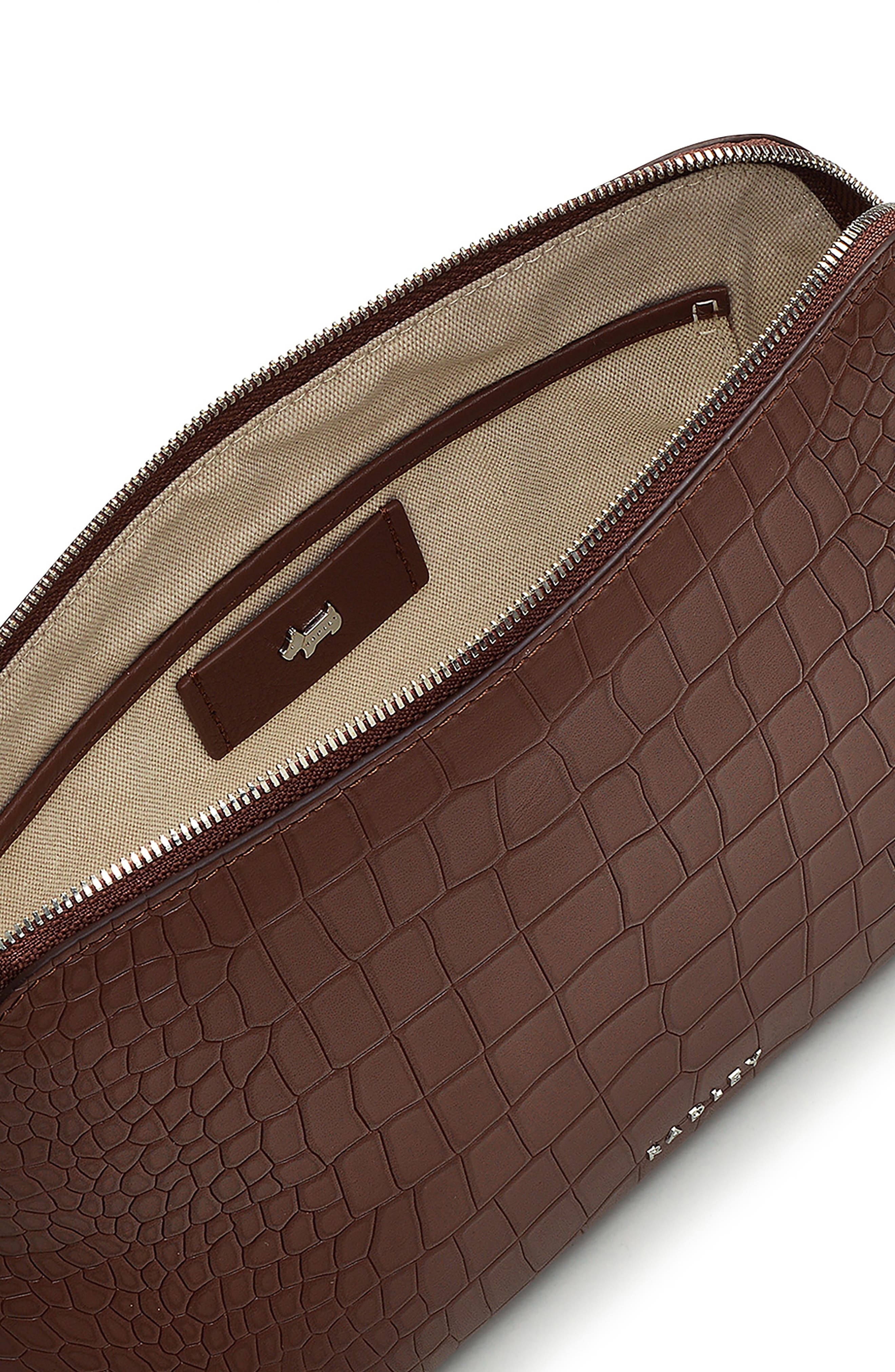 Radley Liverpool Street Croc Embossed Crossbody Bag, Alternate, color, Walnut