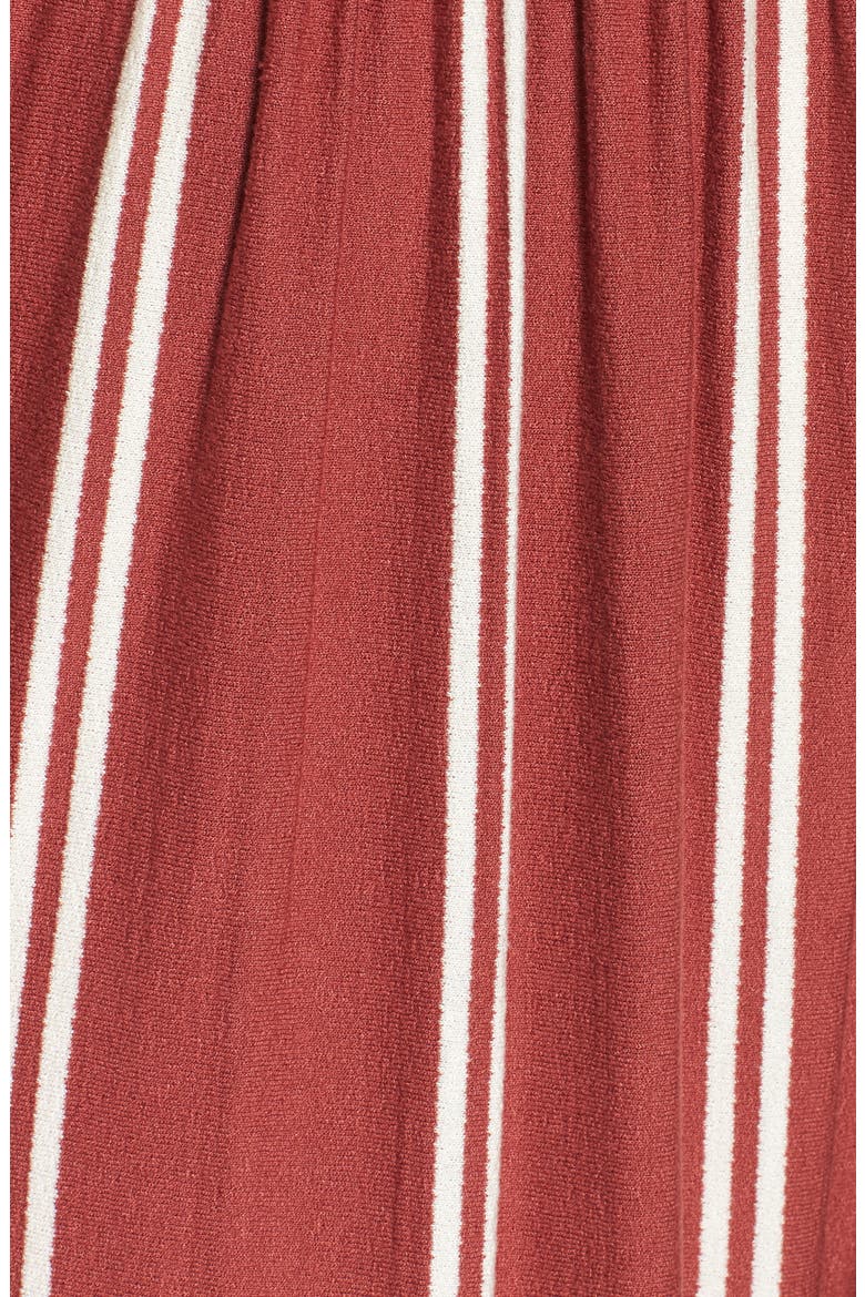 Smocked Ruffle Hem Jumpsuit, Alternate, color, RUST MARSALA SUH STRIPE