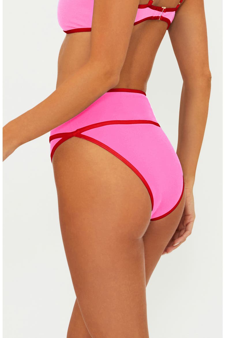 Carlotta High Waist Bikini Bottoms, Alternate, color, ELECTRIC PINK