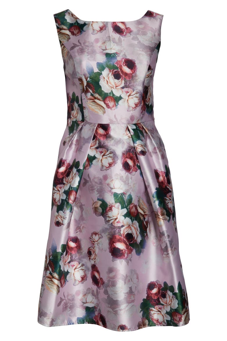 Marilyn Floral Print Satin Cocktail Dress, Alternate, color, PINK