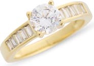 NORDSTROM RACK Baguette Flanked Cubic Zirconia Solitaire Ring