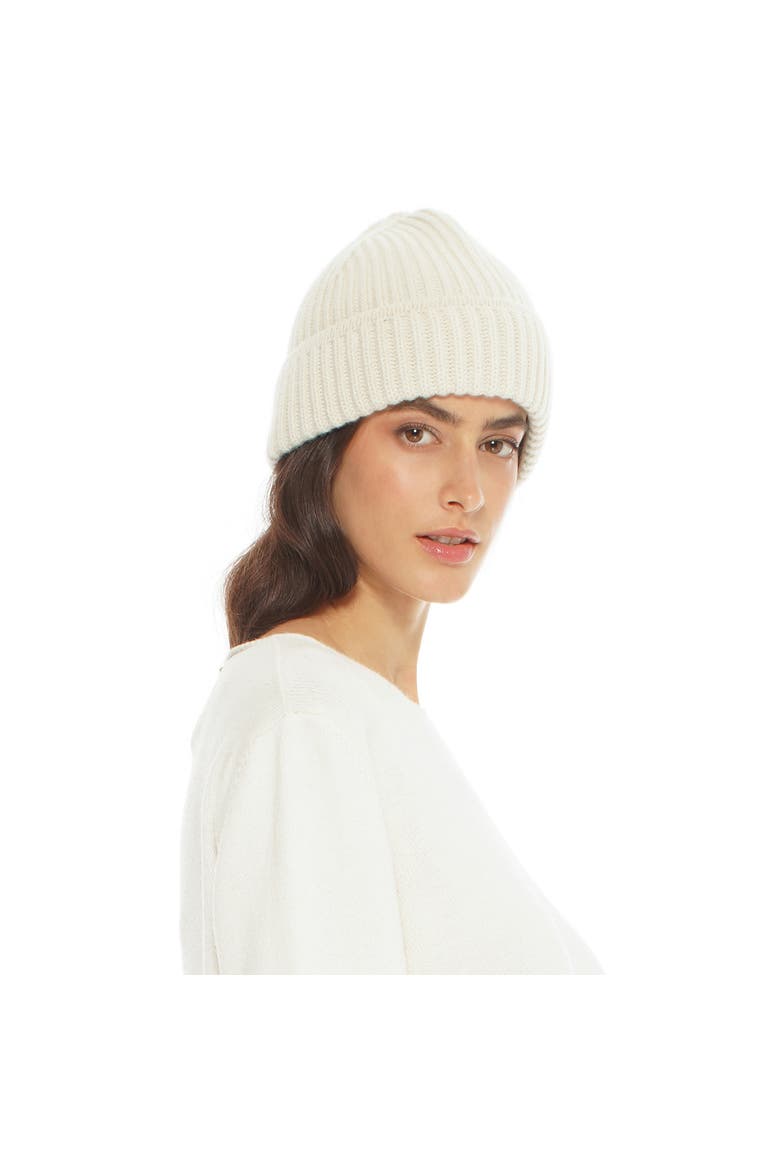 Pure Cashmere Ribbed Hat, Alternate, color, Milk White