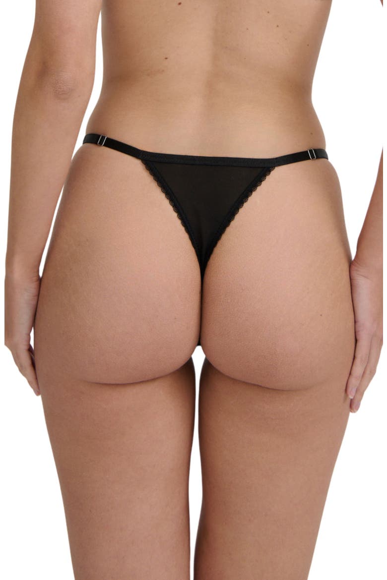 St. Clair Embroidered Thong, Alternate, color, BLACK