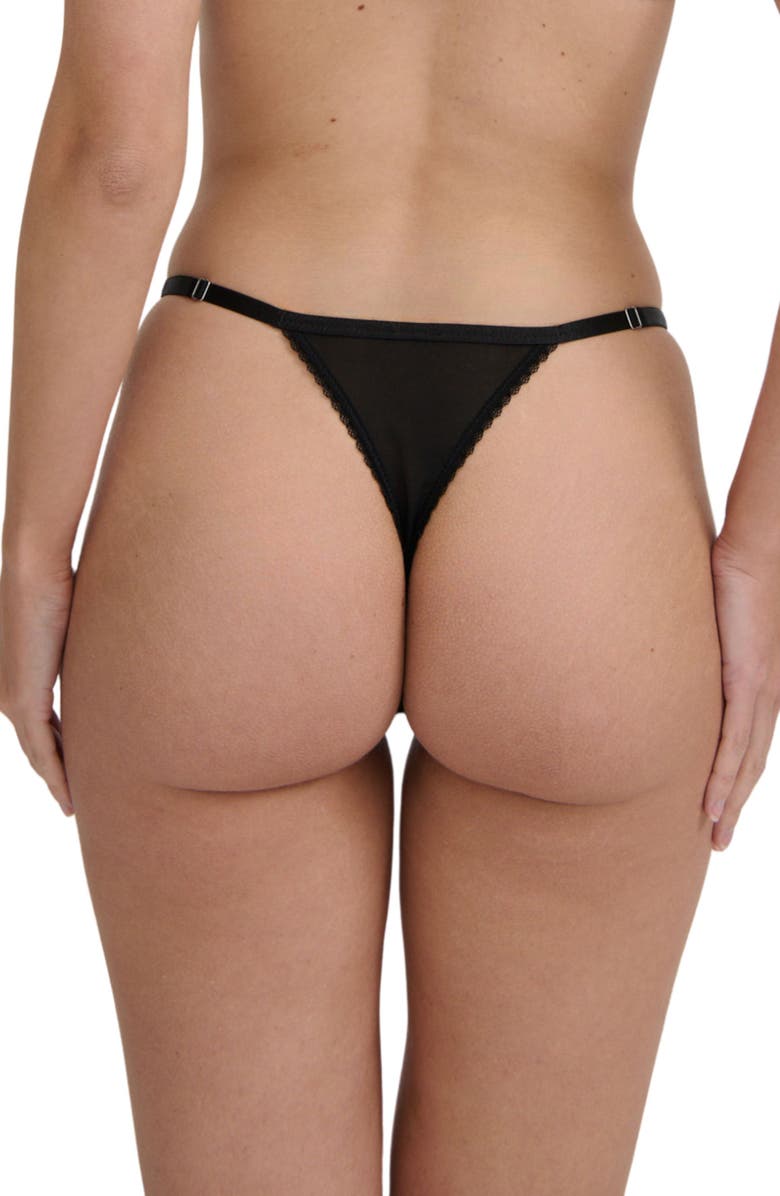 Kat The Label St. Clair Embroidered Thong, Alternate, color, Black