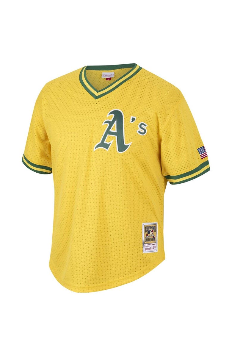 Mitchell & Ness Men's Mitchell & Ness Mark McGwire Gold Oakland Athletics Cooperstown Collection Mesh Batting Practice Jersey, Alternate, color, 